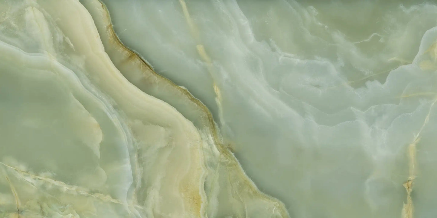 AVA Onice Iride Giada Sage Green Marble Polished Porcelain Wall and Floor Tile