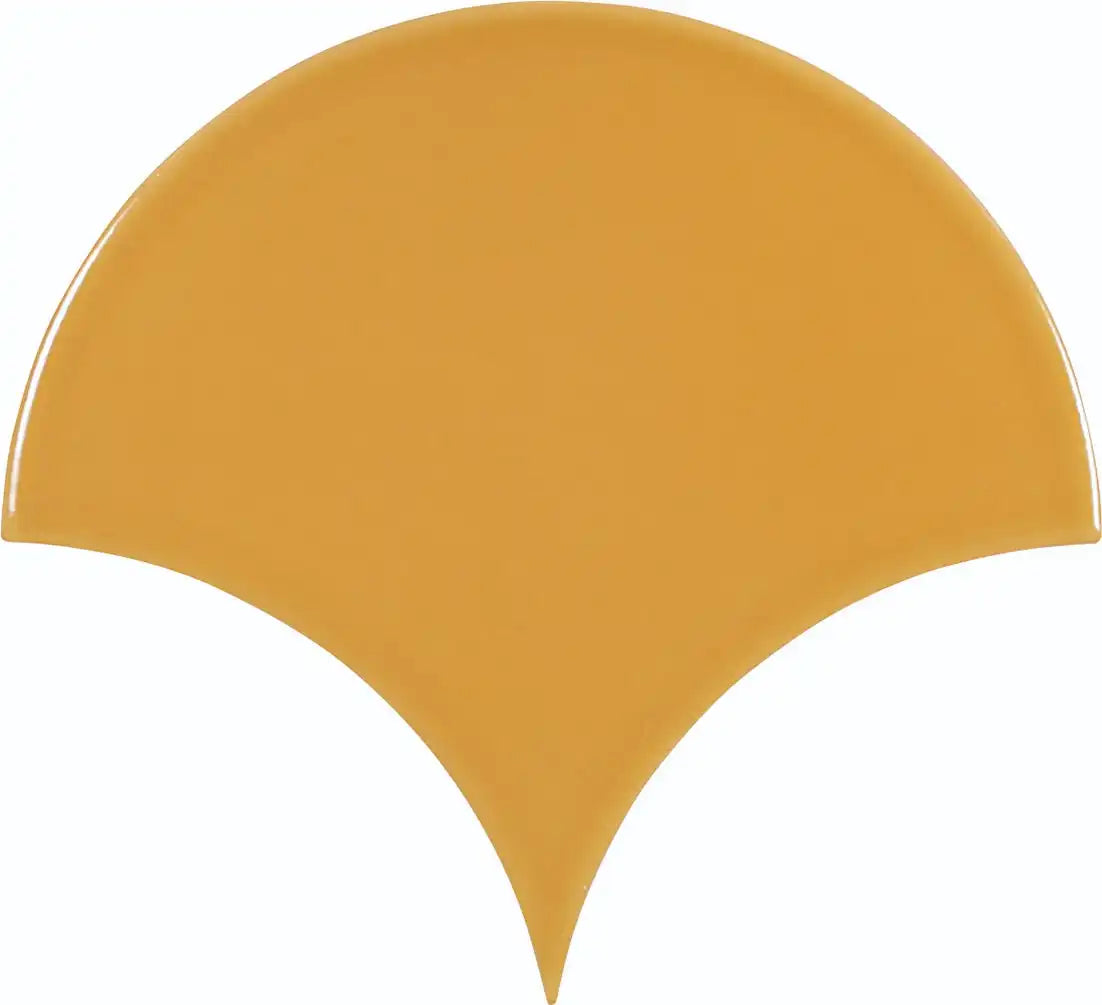 Zellige Mustard Yellow Crackled Fish Scale Gloss Wall Tile