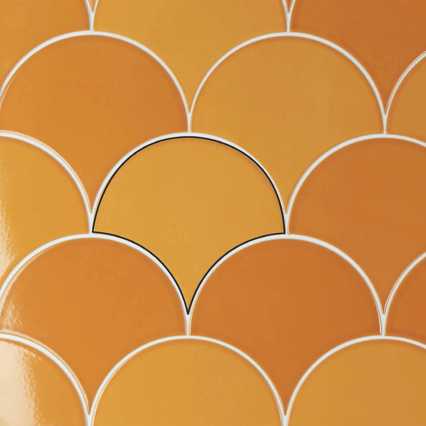 Zellige Mustard Yellow Crackled Fish Scale Gloss Wall Tile
