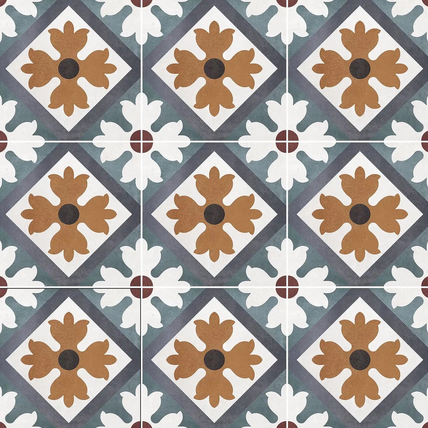 Morris Mosafi Flower Geometric Patterned Matte Porcelain Wall And Floor Tile