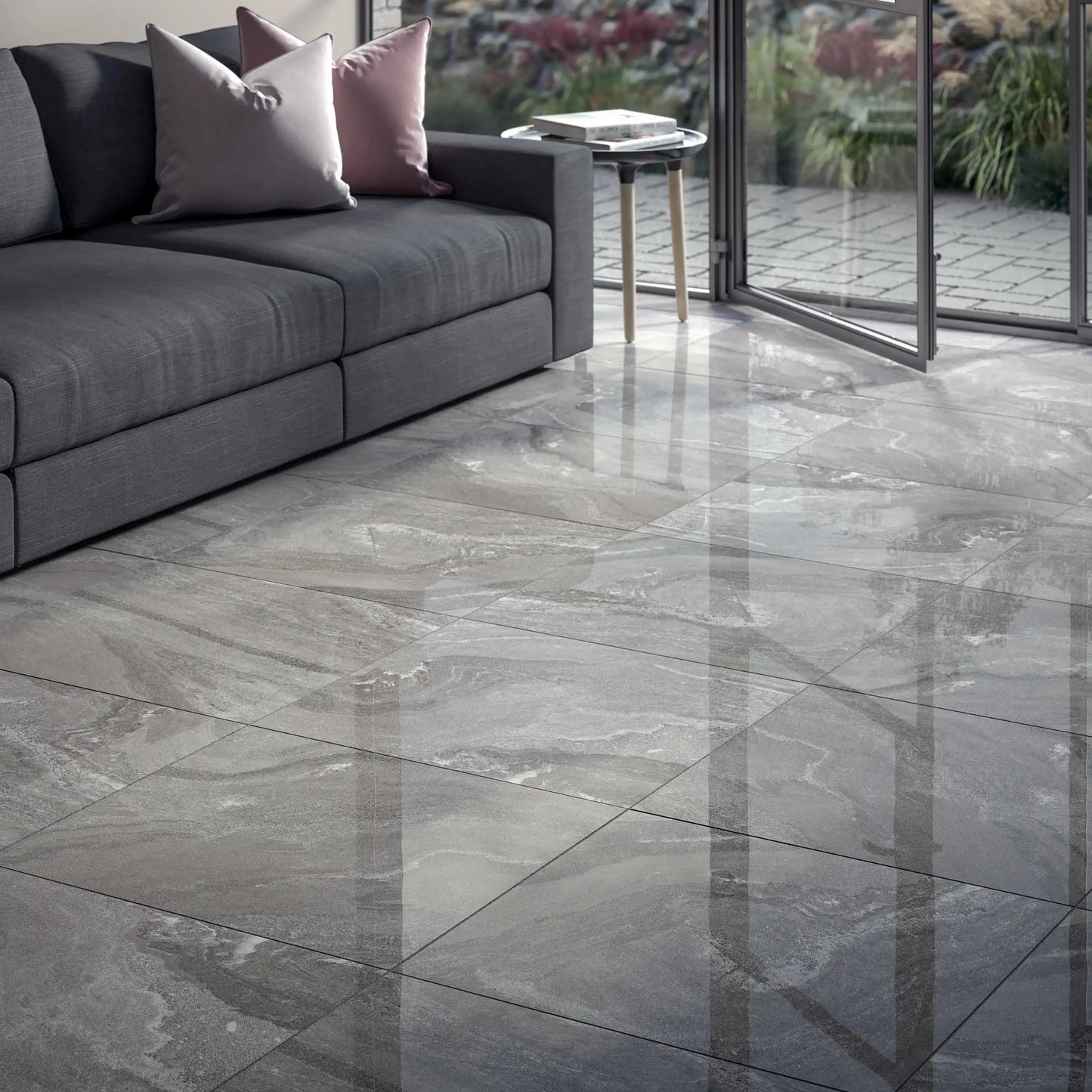 Fog Anthracite Dark Grey Polished Porcelain Wall and Floor Tile