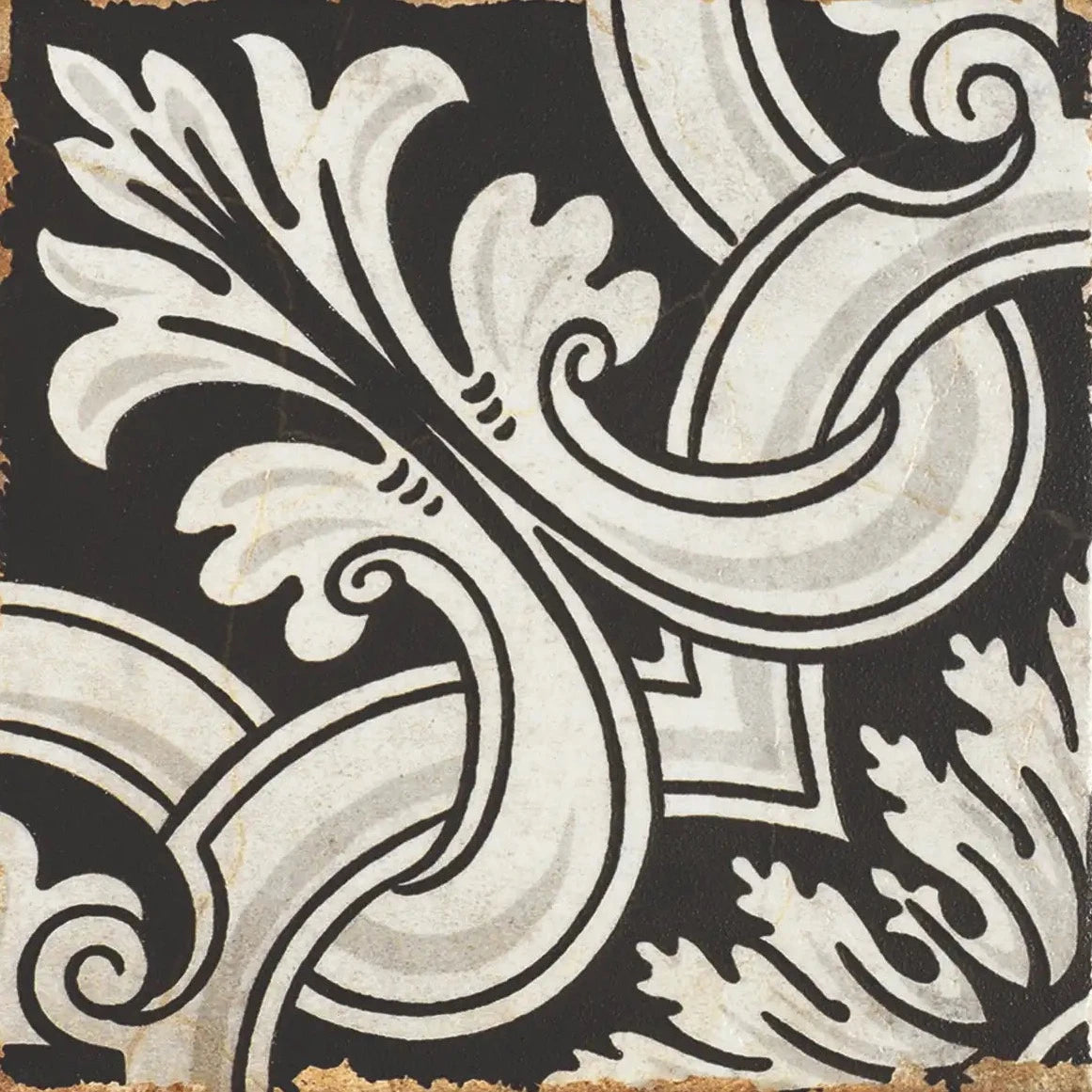 Sicily Enza Black And White Geometric Patterned Matte Porcelain Wall And Floor Tile