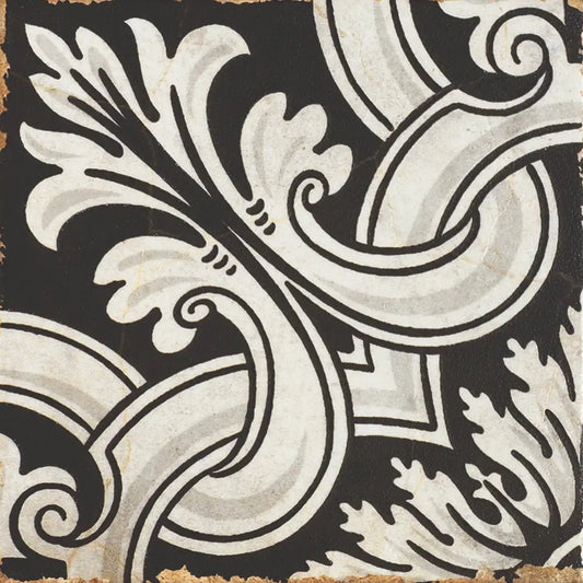 Sicily Enza Black And White Geometric Patterned  Matte Porcelain Wall And Floor Tile