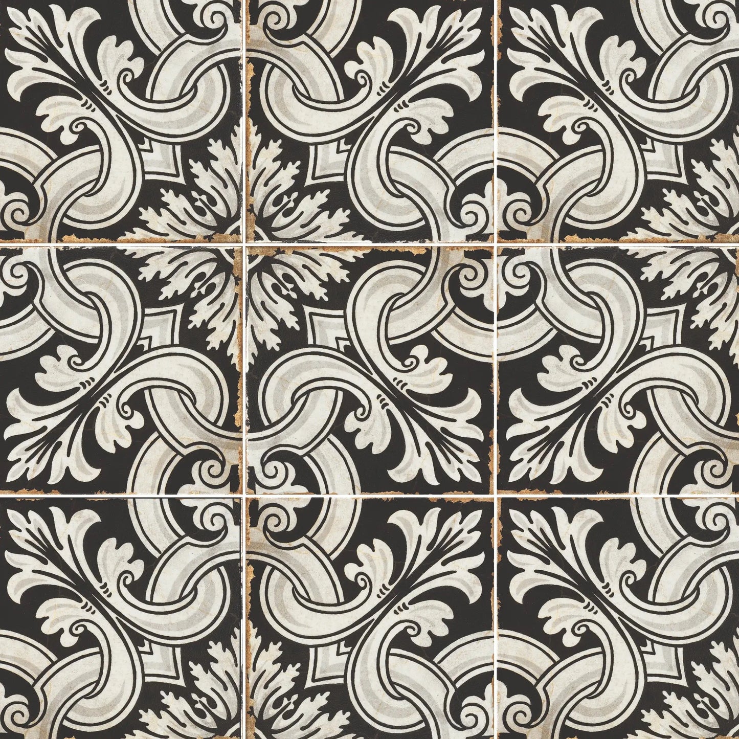 Sicily Enza Black And White Geometric Patterned Matte Porcelain Wall And Floor Tile