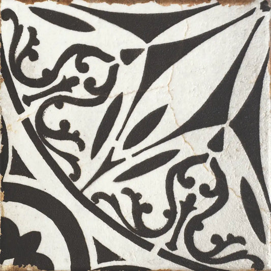 Sicily Lucca Black And White Geometric Patterned  Matte Porcelain Wall And Floor Tile