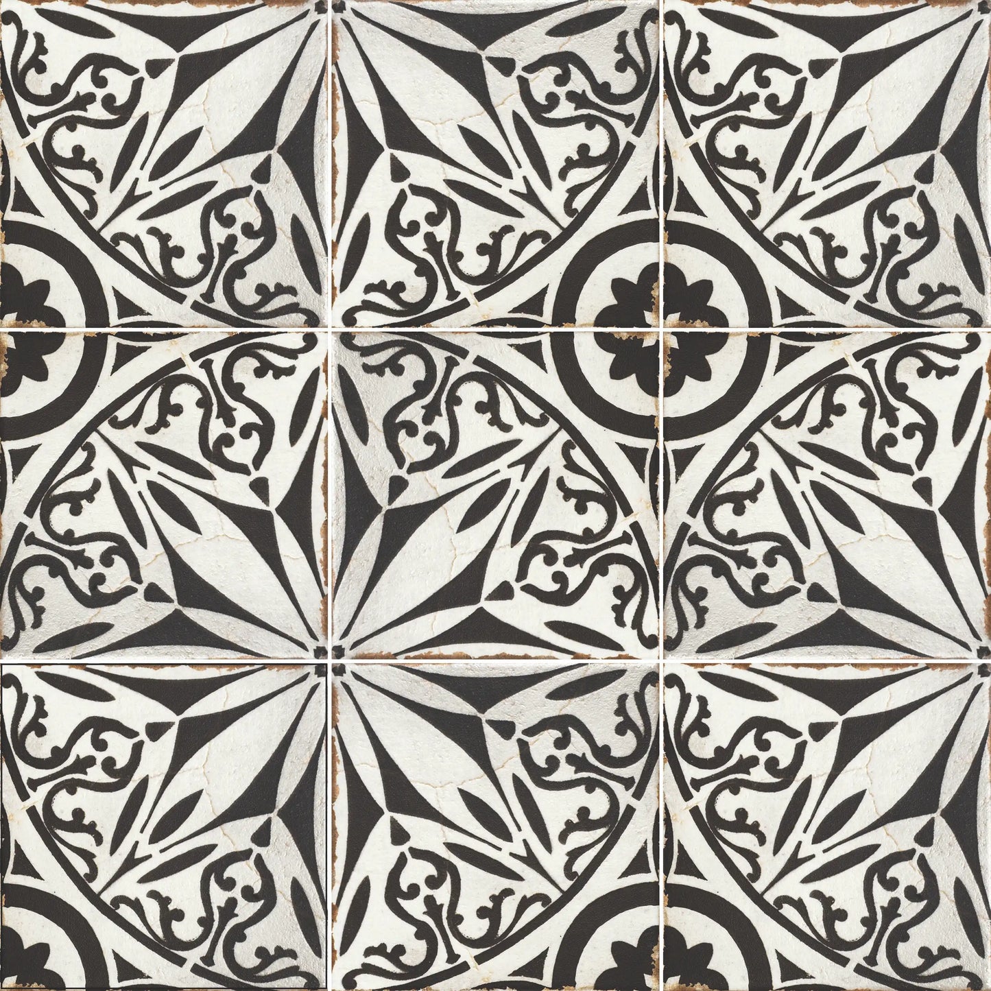 Sicily Lucca Black And White Geometric Patterned Matte Porcelain Wall And Floor Tile