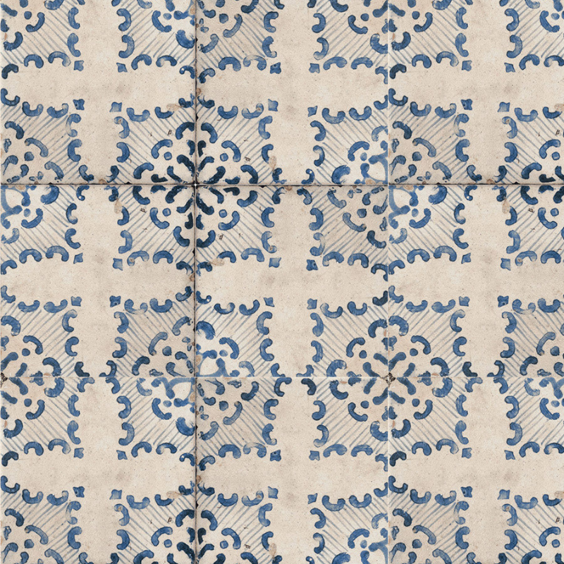 Wren Saint Blue Patterned Matte Rectified Porcelain Wall and Floor Tile - Ivy Tile Company Appleton Brooks