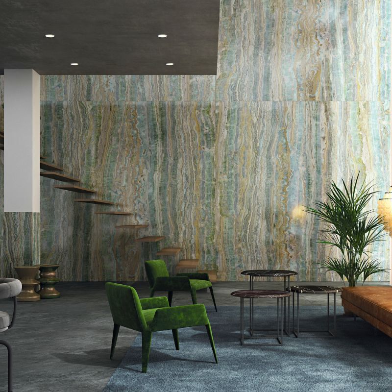 La Fabbrica Onice Smeraldo Green Marble Polished Porcelain Wall and Floor Tile