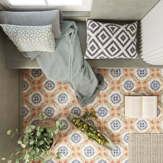 Wren Spice Geometric Patterned Matte Porcelain Wall and Floor Tile
