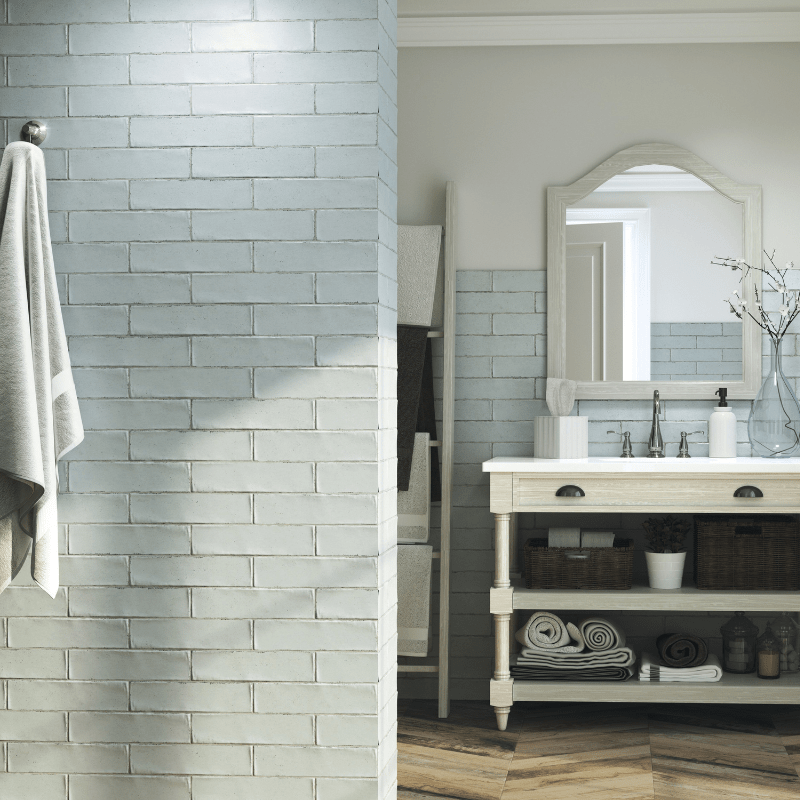 Dorchester Sea Blue Gloss White Body Wall Tile - Ivy Tile Company Carmen