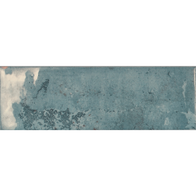 Granley Deep Blue Rectangular Watercolour Effect Gloss White Body Wall Tile - Ivy Tile Company