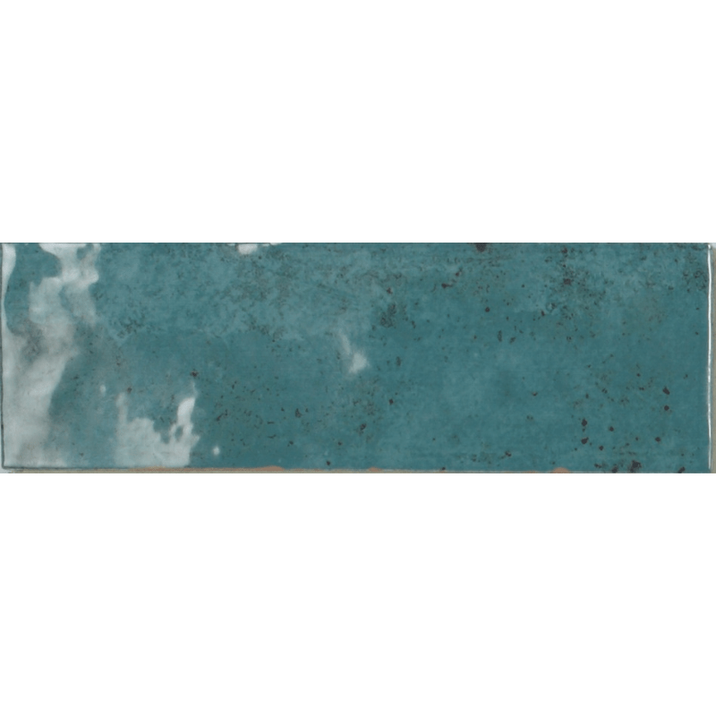 Granley Emerald Green Rectangular Watercolour Effect Gloss White Body Wall Tile - Ivy Tile Company