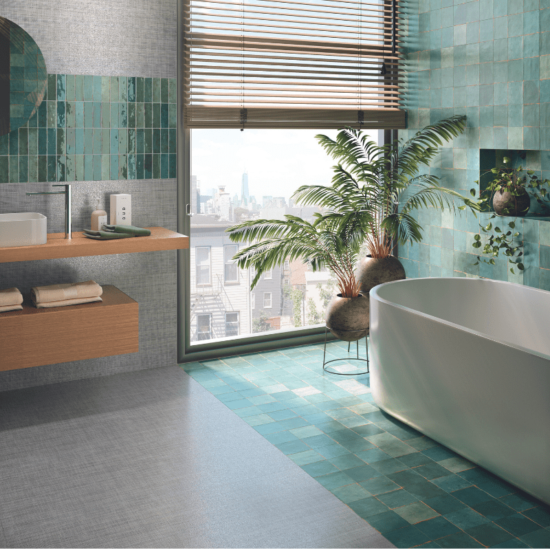 Granley Emerald Green Rectangular Watercolour Effect Gloss White Body Wall Tile - Ivy Tile Company