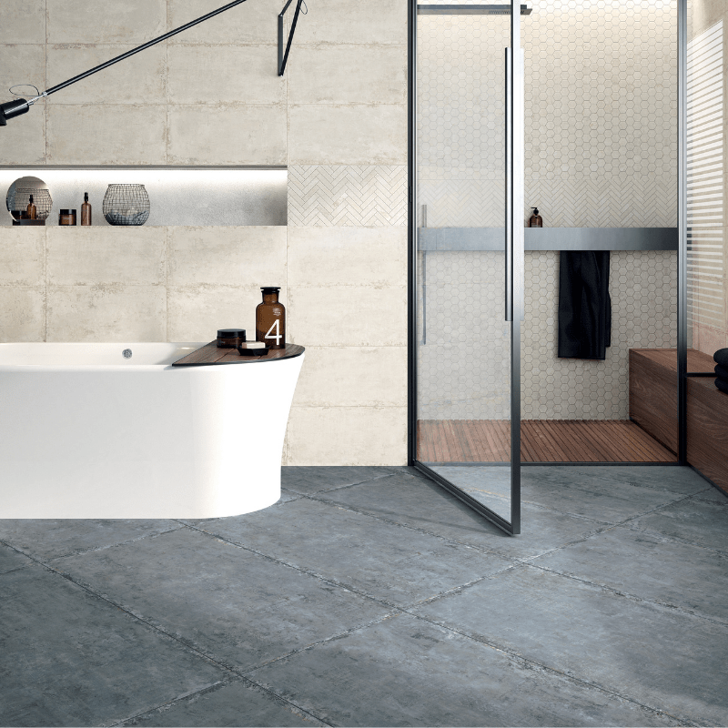 La Fabbrica Artile Ocean Blue Industrial Effect Matte Porcelain Wall and Floor Tile - Ivy Tile Company La Fabbrica