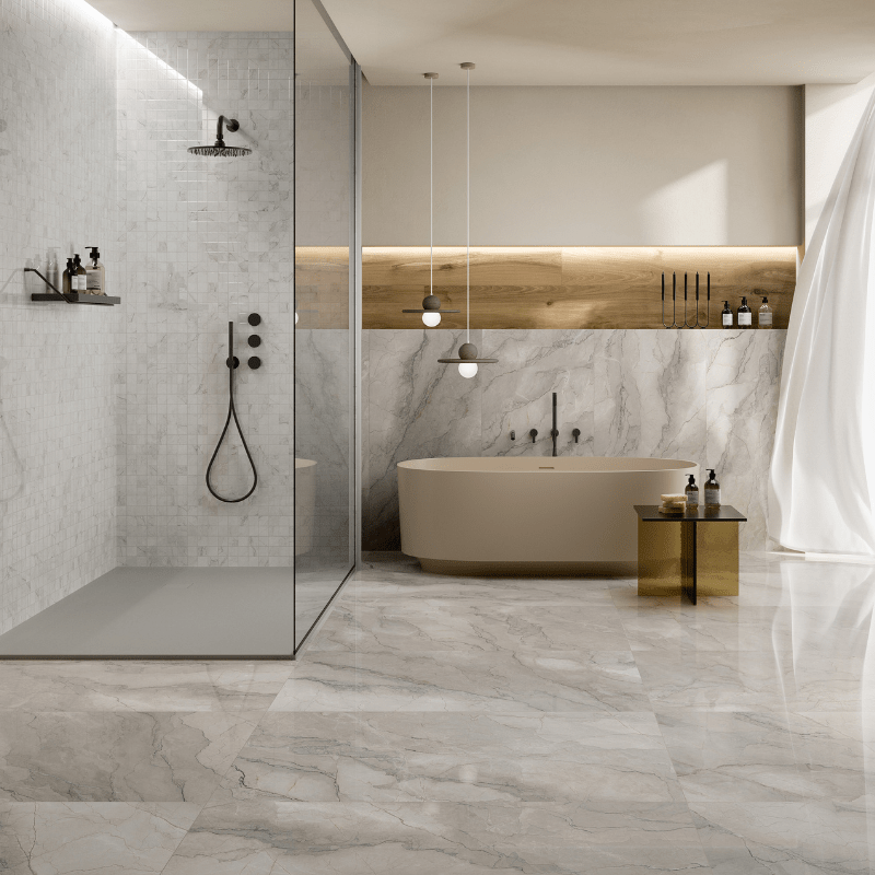 La Fabbrica Bolgheri Stone Natural White Marble Effect Porcelain Wall and Floor Tile - Ivy Tile Company La Fabbrica