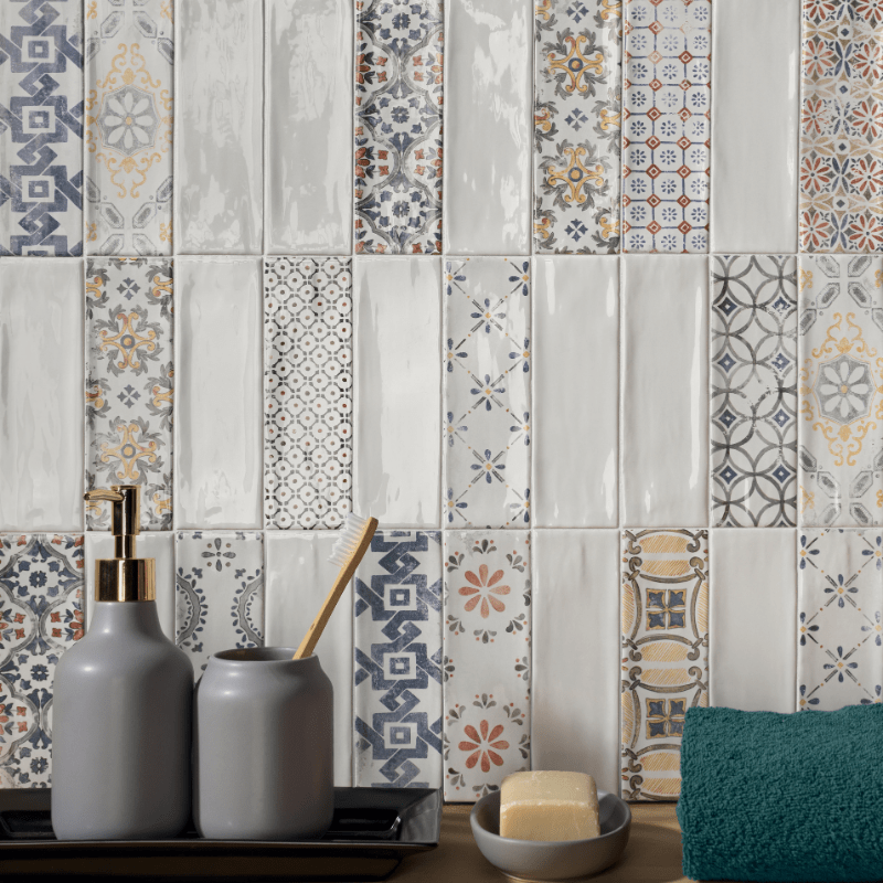 La Fabbrica Small Amalfi Patterned Glossy Ceramic Wall Tile - Ivy Tile Company La Fabbrica