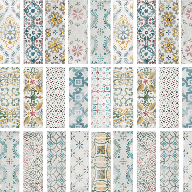 La Fabbrica Small Amalfi Patterned Glossy Ceramic Wall Tile - Ivy Tile Company La Fabbrica