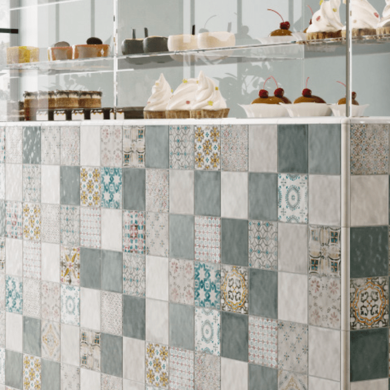 La Fabbrica Small Amalfi Patterned Glossy Ceramic Wall Tile - Ivy Tile Company La Fabbrica