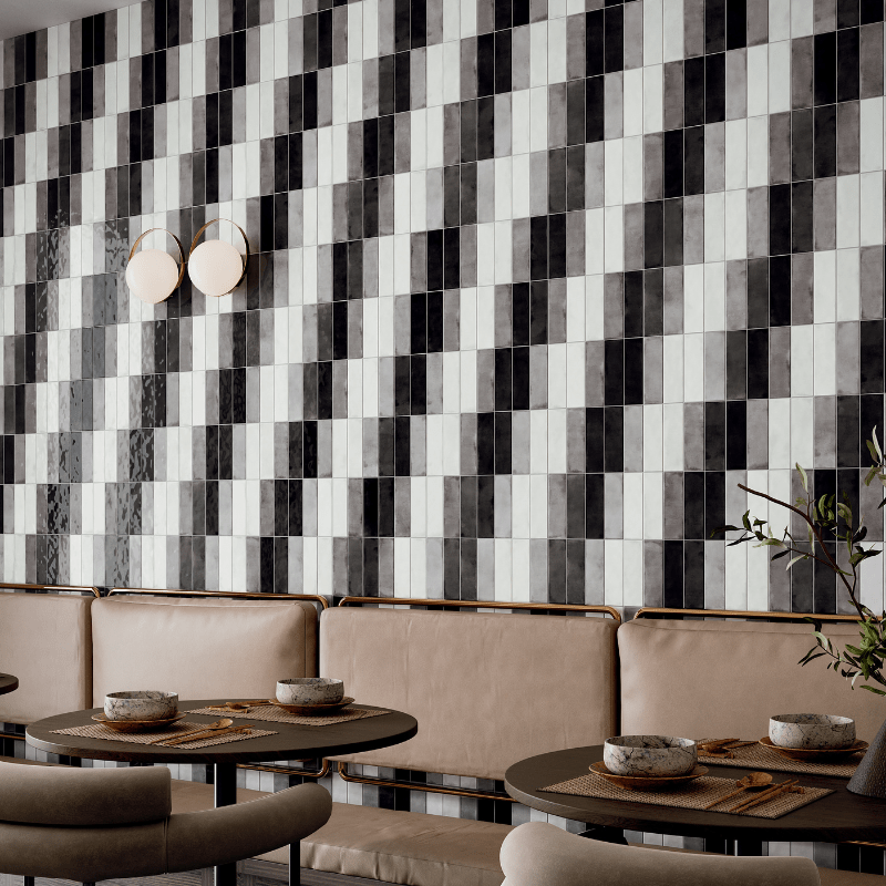 La Fabbrica Small Tinta Unita Black Watercolour Glossy Ceramic Wall Tile - Ivy Tile Company La Fabbrica