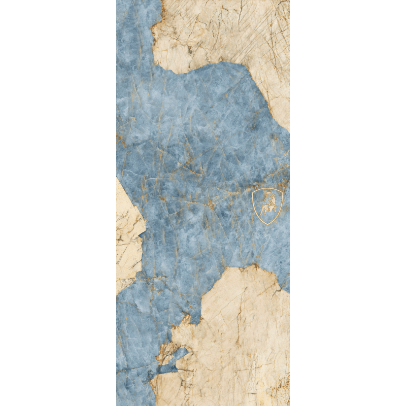 La Fabbrica x Lamborghini Magma Avio Blue Marble Effect Polished Porcelain Wall and Floor Tile - Ivy Tile Company La Fabbrica