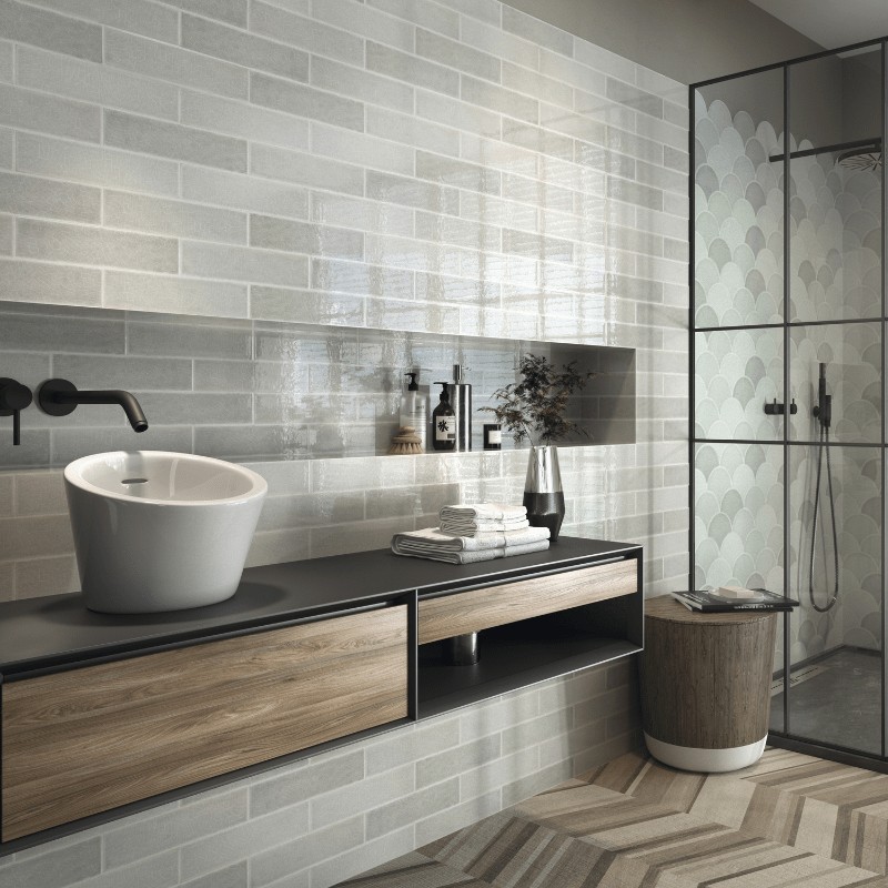 Mirabella Grey Metro Crackled Gloss Wall Tile - Ivy Tile Company Carmen