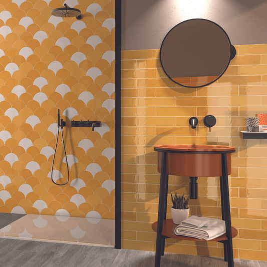 Mirabella Mustard Yellow Metro Crackled Gloss Wall Tile - Ivy Tile Company Carmen