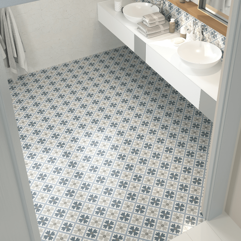 Morris Minoli Flower Geometric Patterned Matte Porcelain Wall And Floor Tile - Ivy Tile Company Carmen