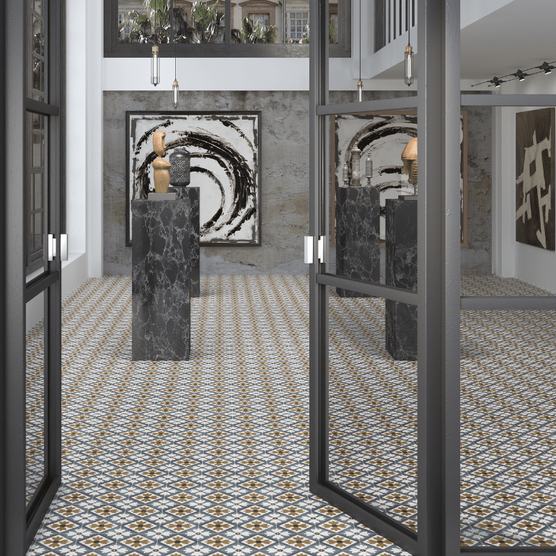 Morris Mosafi Flower Geometric Patterned Matte Porcelain Wall And Floor Tile - Ivy Tile Company Carmen