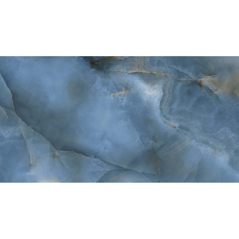 Oni Blue Onyx Marble Effect Polished Porcelain Wall and Floor Tile - Ivy Tile Company Ceramica Impex