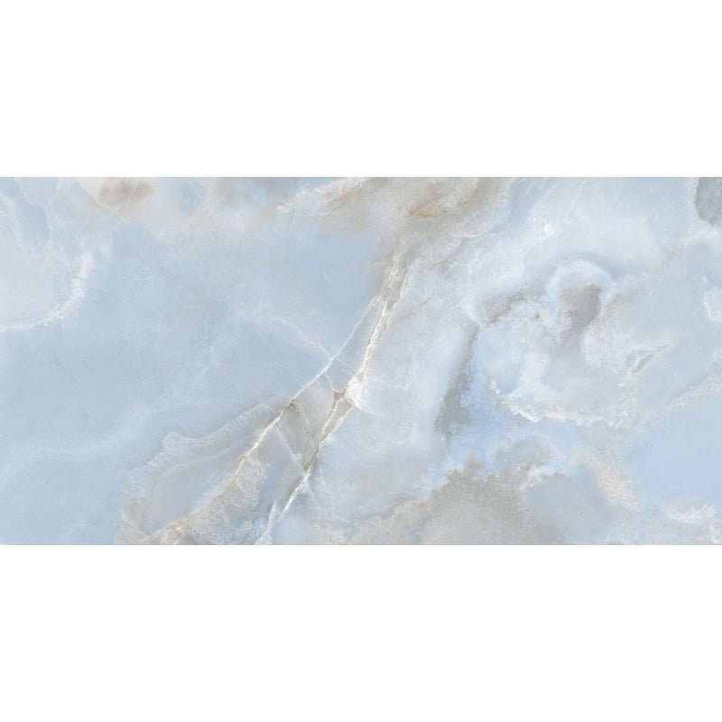 Oni Pearl White Onyx Marble Effect Polished Porcelain Wall and Floor Tile - Ivy Tile Company Ceramica Impex