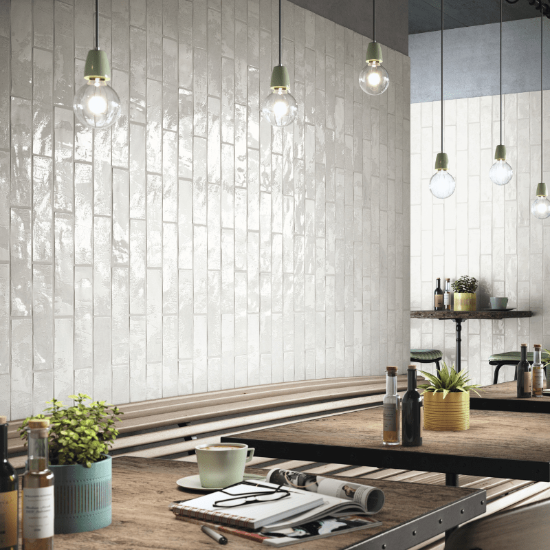 Soho Pearl White Watercolour Effect Gloss White Body Wall Tile - Ivy Tile Company Carmen