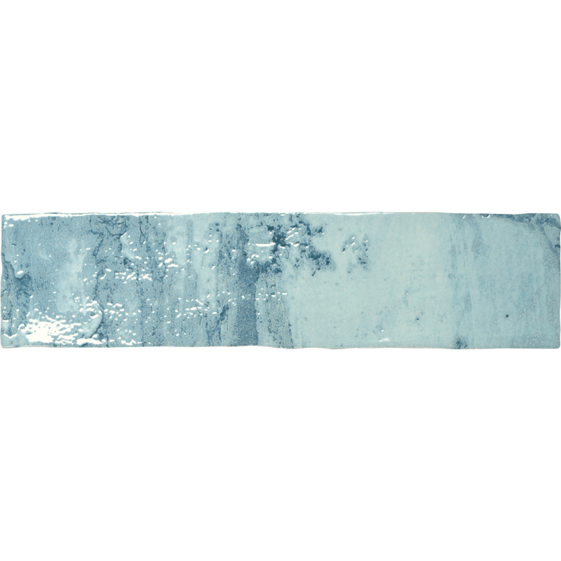 Soho Sky Light Blue Watercolour Effect Gloss White Body Wall Tile - Ivy Tile Company