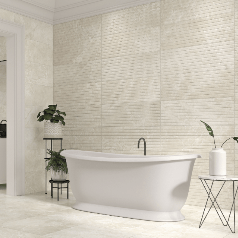 Vitacer Melisandre Pearl Cream Stone Effect Matte Decor Porcelain Wall Tile - Ivy Tile Company Vitacer