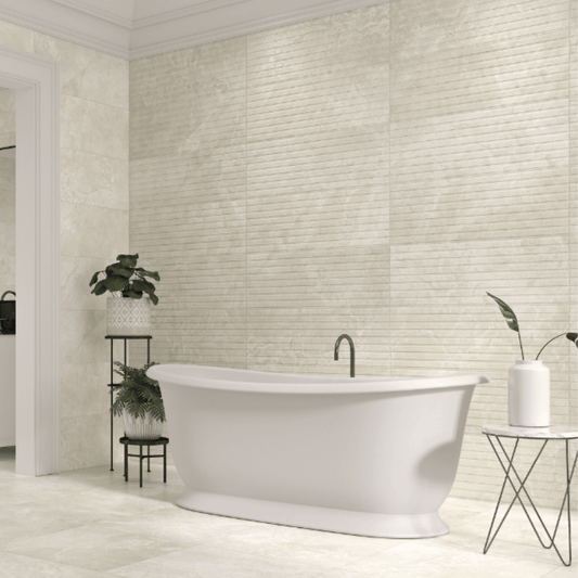 Vitacer Melisandre Pearl Cream Stone Effect Matte Decor Porcelain Wall Tile - Ivy Tile Company Vitacer