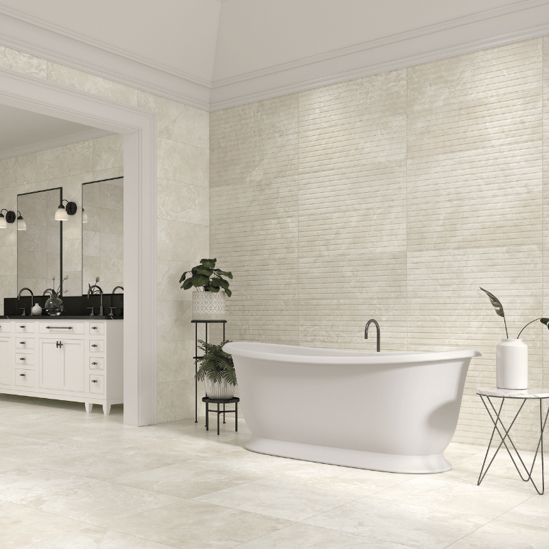 Vitacer Melisandre Pearl Cream Stone Effect Matte Porcelain Wall and Floor Tile - Ivy Tile Company Vitacer