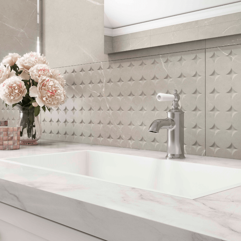 Vitacer Meraki Grey Marble Effect Decor Matte Porcelain Wall Tile - Ivy Tile Company Vitacer
