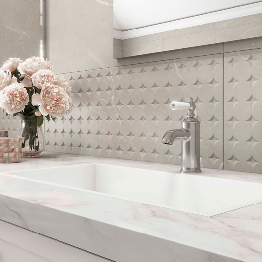 Vitacer Meraki Grey Marble Effect Decor Matte Porcelain Wall Tile - Ivy Tile Company Vitacer