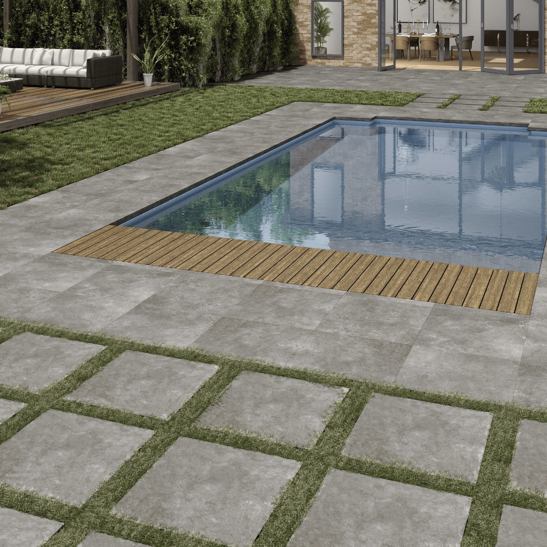 Vitacer Rockland Anthracite Charcoal Stone Effect Textured Porcelain Outdoor Tile - Ivy Tile Company Vitacer