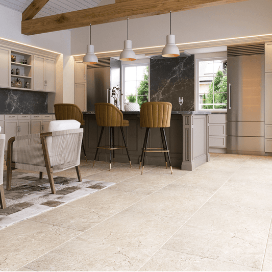 Vitacer Unik Stone Beige Natural Stone Effect Matte Porcelain Wall and Floor Tile - Ivy Tile Company Vitacer