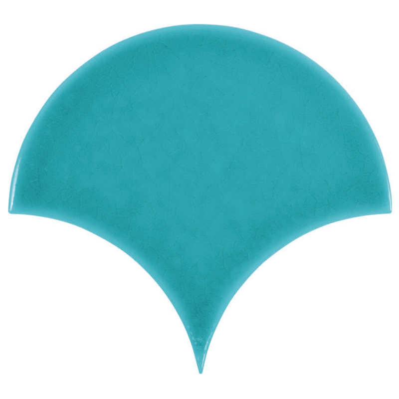 Zellige Aqua Blue Crackled Fish Scale Gloss Wall Tile - Ivy Tile Company