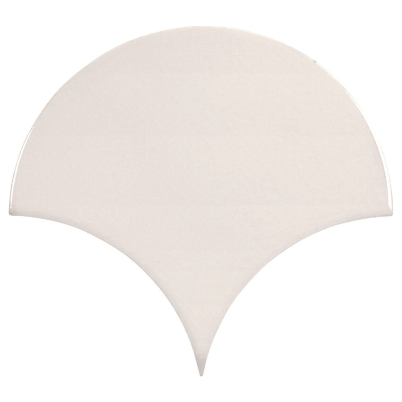 Zellige Chalk White Crackled Fish Scale Gloss Wall Tile - Ivy Tile Company Carmen