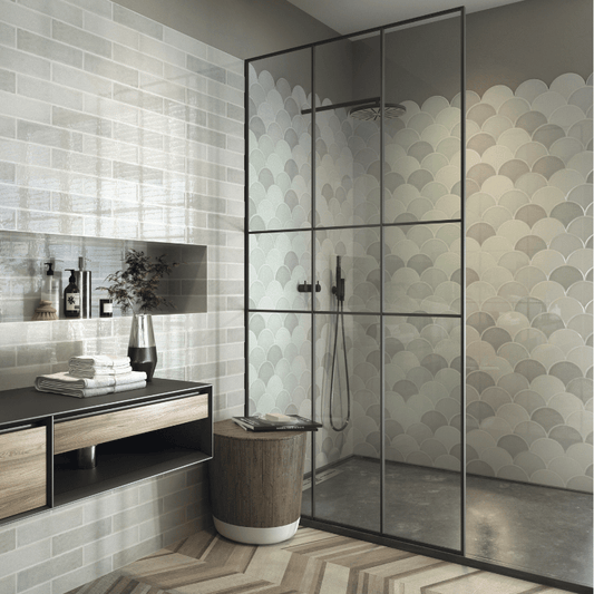 Zellige Grey Crackled Fish Scale Gloss Wall Tile - Ivy Tile Company Carmen
