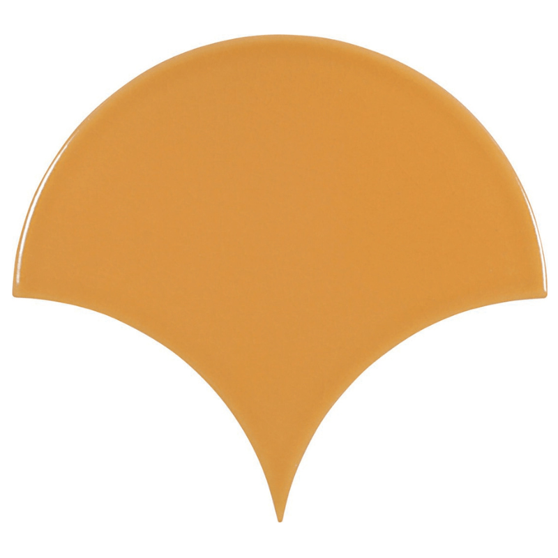 Zellige Mustard Yellow Crackled Fish Scale Gloss Wall Tile - Ivy Tile Company