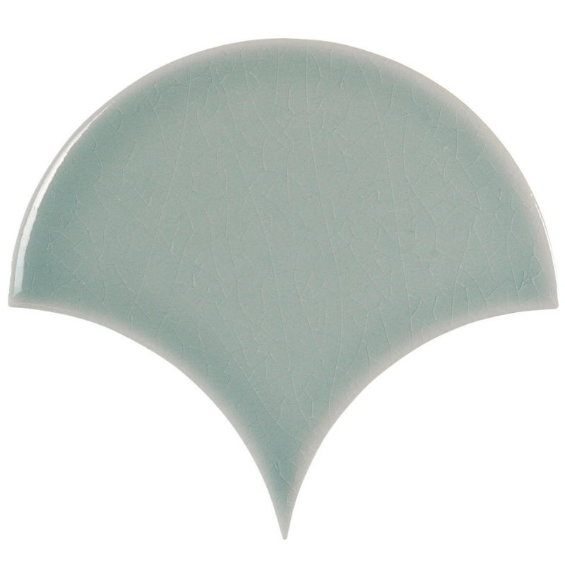 Zellige Sage Green Crackled Fish Scale Gloss Wall Tile - Ivy Tile Company