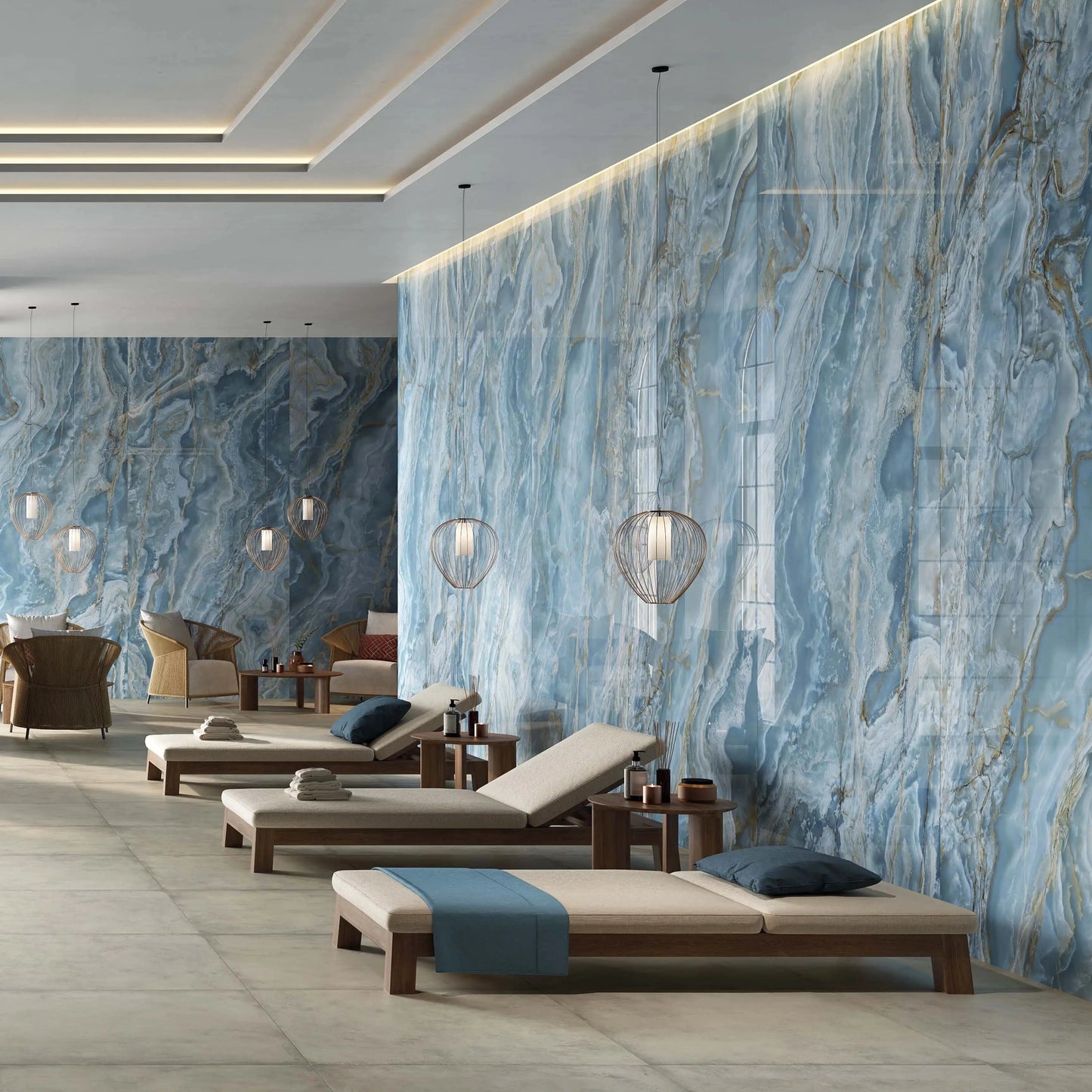 AVA Onice Iride Cobalto Blue Marble Polished Porcelain Wall and Floor Tile
