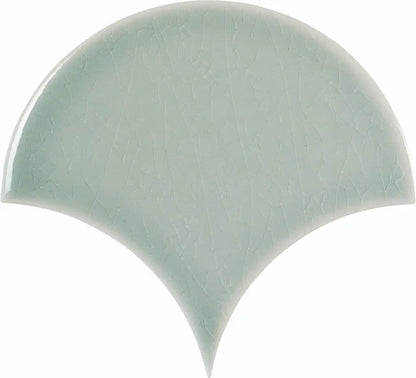 Zellige Sea Green Crackled Fish Scale Gloss Wall Tile