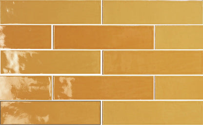 Mirabella Mustard Yellow Metro Crackled Gloss Wall Tile