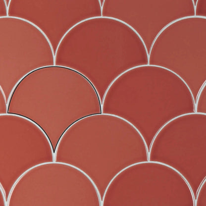 Zellige Brick Red Crackled Fish Scale Gloss Wall Tile