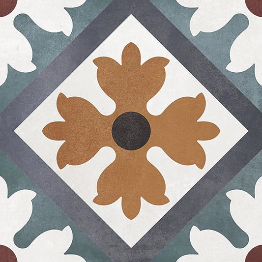 Morris Mosafi Flower Geometric Patterned Matte Porcelain Wall And Floor Tile