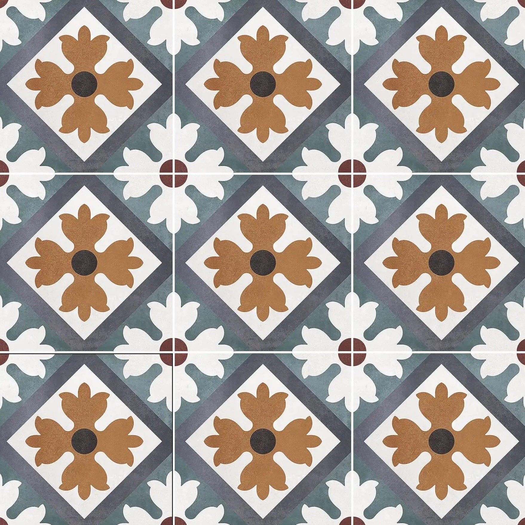 Geometric Flower Pattern Tile - Matte Porcelain Wall/Floor – Ivy Tile ...